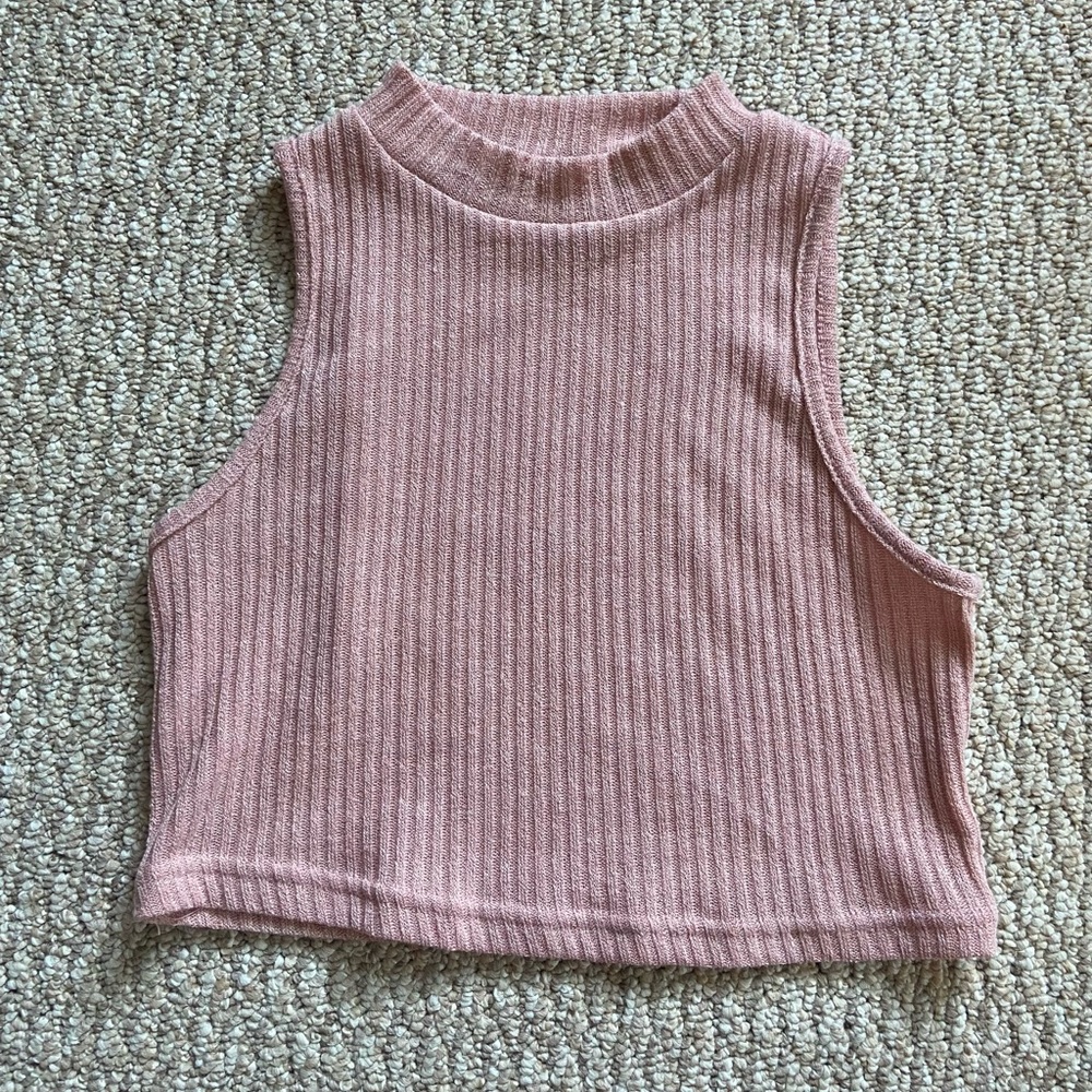 Shein Cropped Ribbed Tank Trendy Y2K 90s Summer Spring Stretchy Comfy Soft